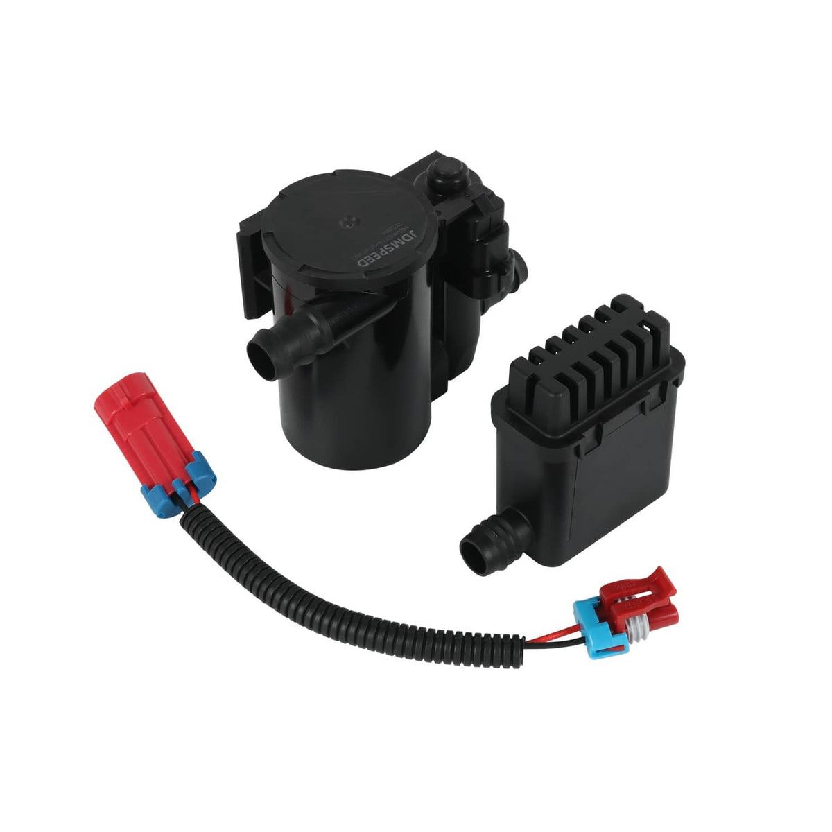 Evap canister vent solenoid assembly with black modules and red/blue connector wiring
