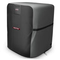 Waterproof gray-and-black air conditioner cover with front flap and secure cord