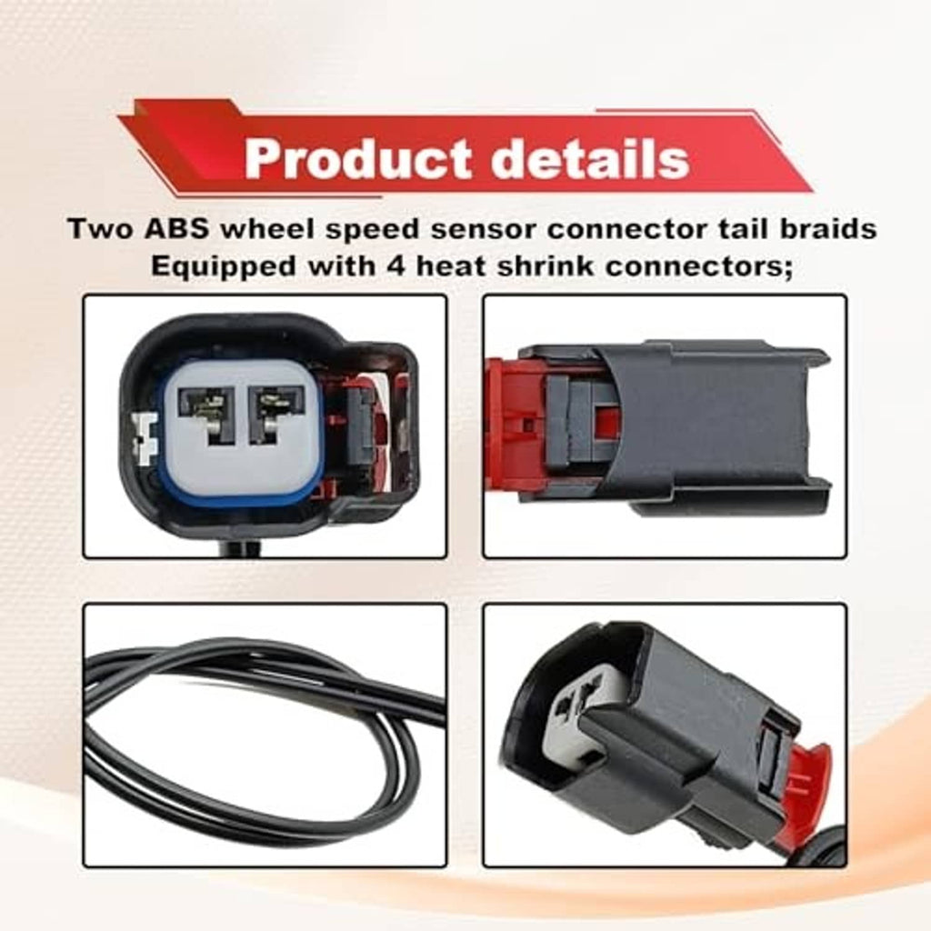 Wheel speed sensor connector tail braids with 4 heat-shrink sleeves and ABS plug housing