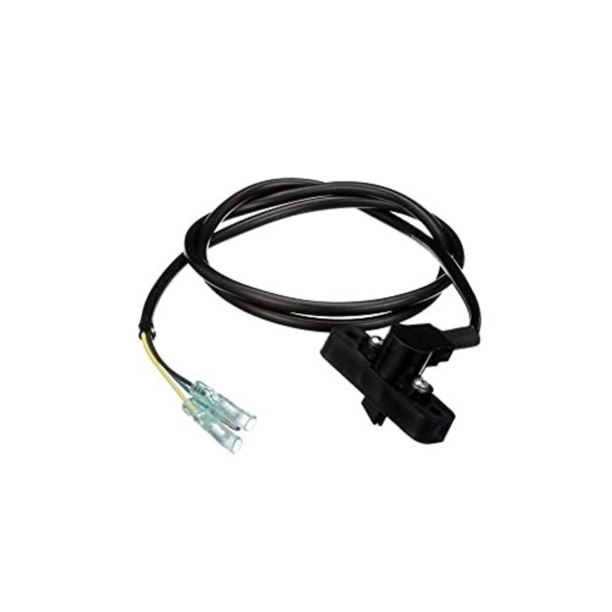 Marine trim sender wire harness with black cable loop, black plug, and clear terminal end