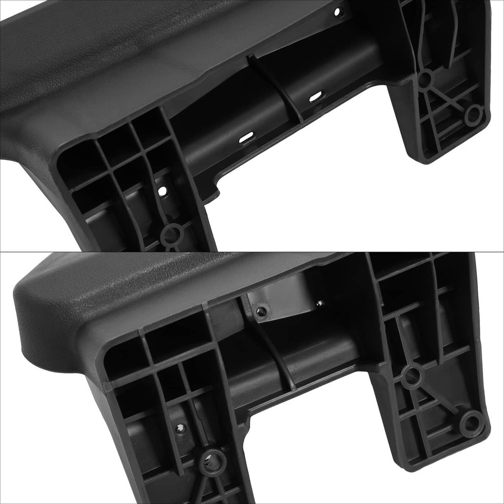 Black hip restraint bracket with interior grid structure and side mounting channel cutout.