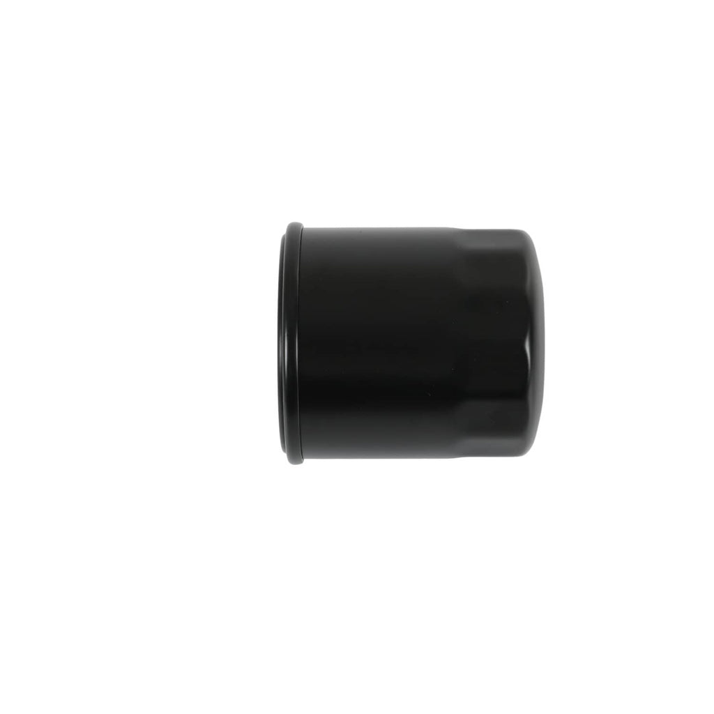 Hydraulic oil filter canister side profile, black cylindrical housing