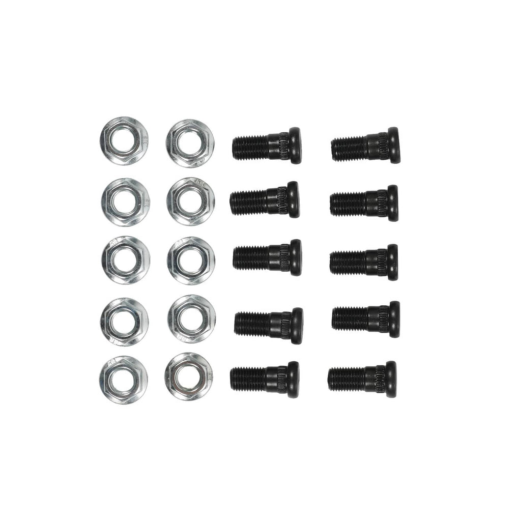 Trailer brake hardware set: black bolts and silver nuts, assorted pieces