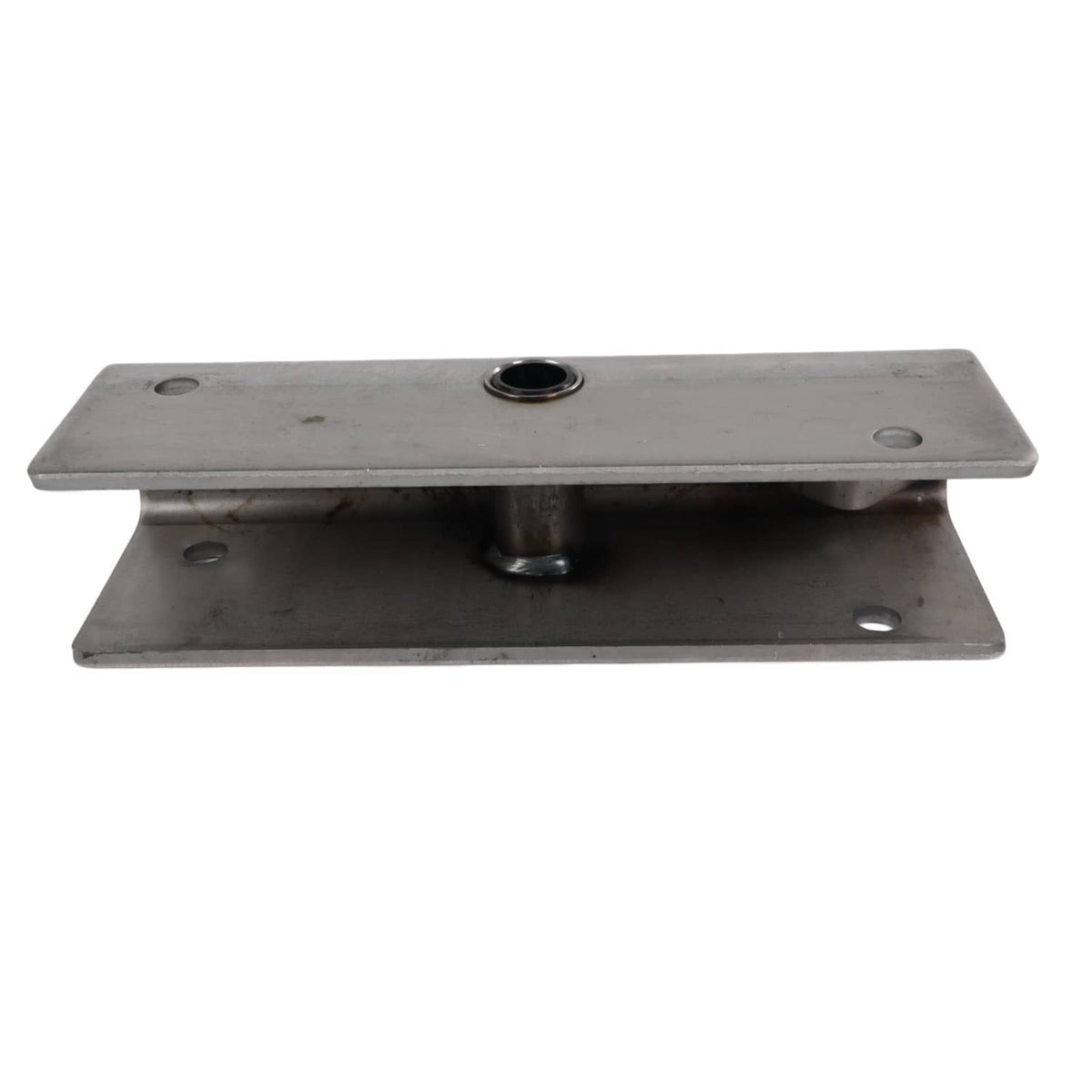 Steel equalizer bracket with raised center bushing and side mounting holes