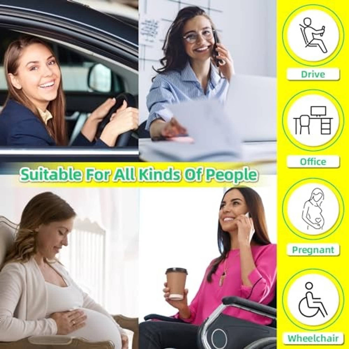 Black seat cushion with back support pillow, memory-foam comfort for daily use