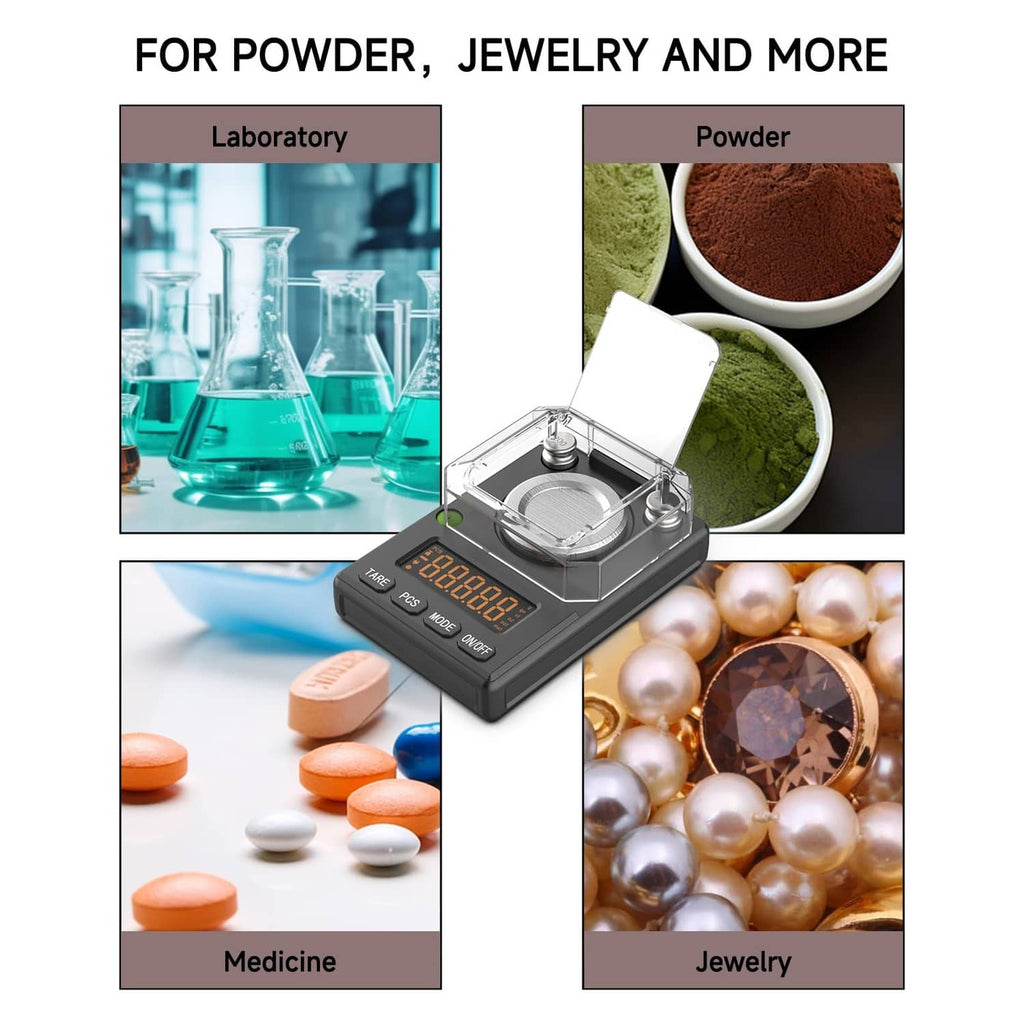 Black milligram powder scale for measuring jewelry, powder, and medicine