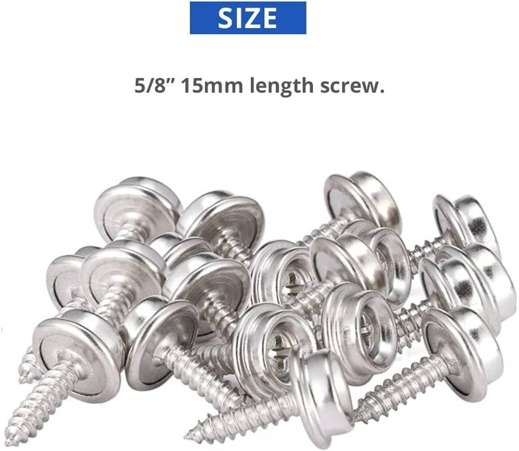 Stainless steel screw studs with snap caps, bulk pile, Phillips recess