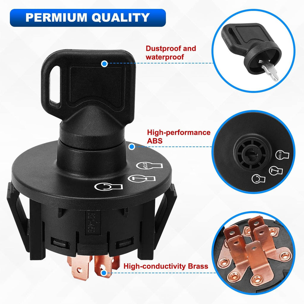 Ignition starter switch with dustproof waterproof housing and ABS molded body