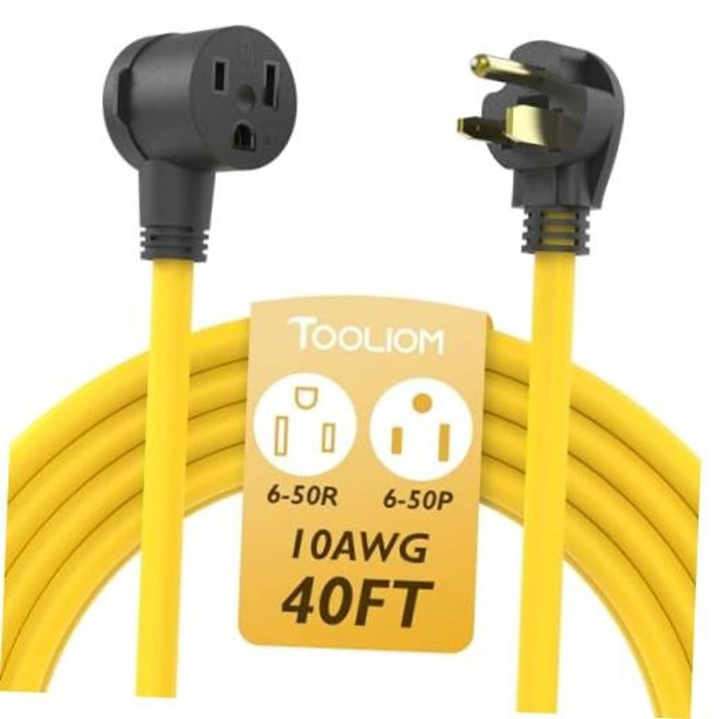 Yellow 10 AWG welding extension cord with NEMA 6-50P and 6-50R plugs