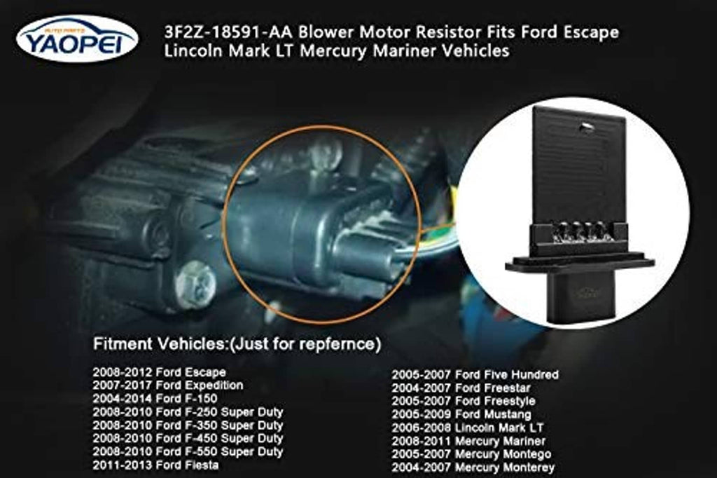 HVAC fan blower motor resistor with black plug and side mounting bracket close-up