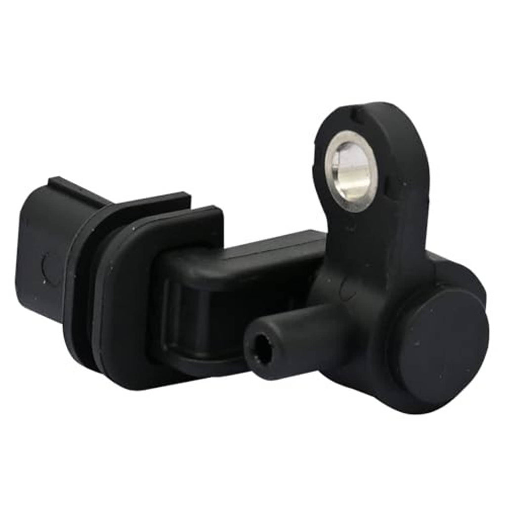 Black crankshaft position sensor with bracket-style metal mounting hole and side outlet