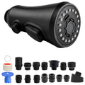 Matte black pull-down faucet spray head with multi-nozzle face