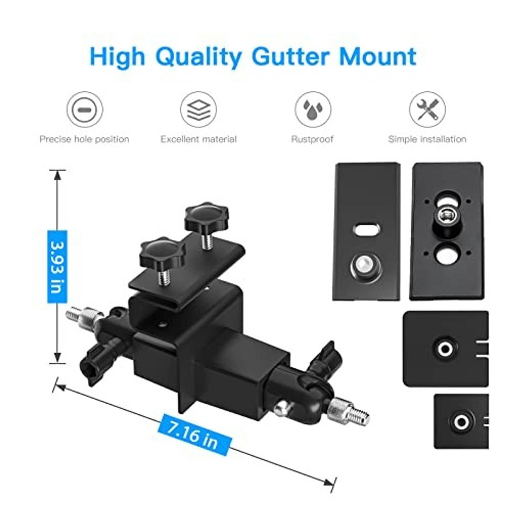 Black gutter mount bracket hardware set with mounting plate and screws