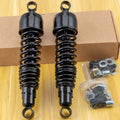Pair of 13-inch black rear suspension shocks with coil springs and mounting hardware