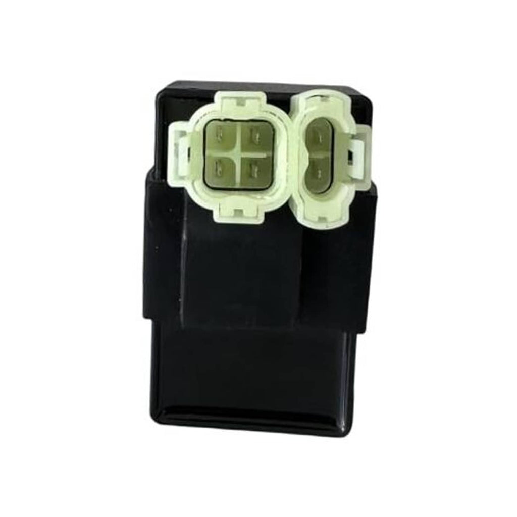 6-pin AC CDI box, black housing with two light-colored electrical connectors