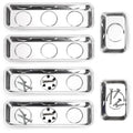Set of stainless steel magnetic parts trays with circular wells for small hardware