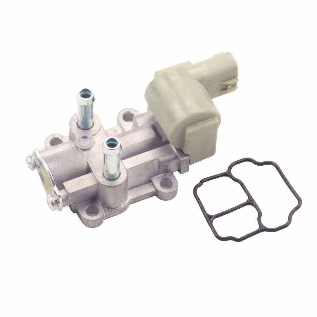 Idle air control valve side view with beige connector and black gasket piece