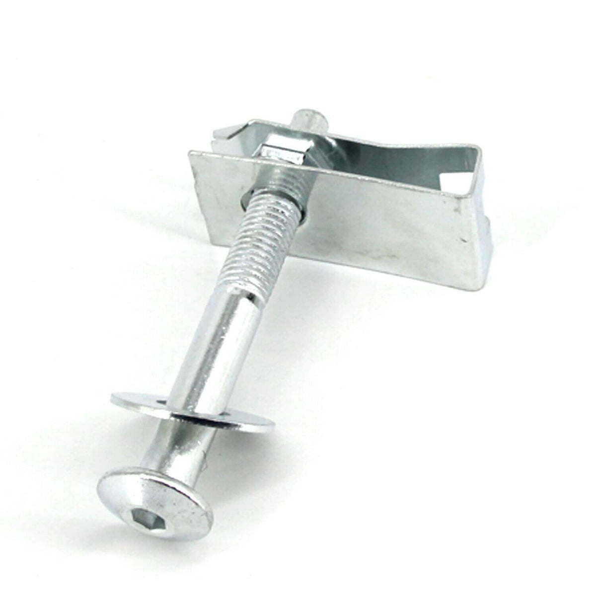 Steel mounting bolt assembly with U-clip bracket and flat washer