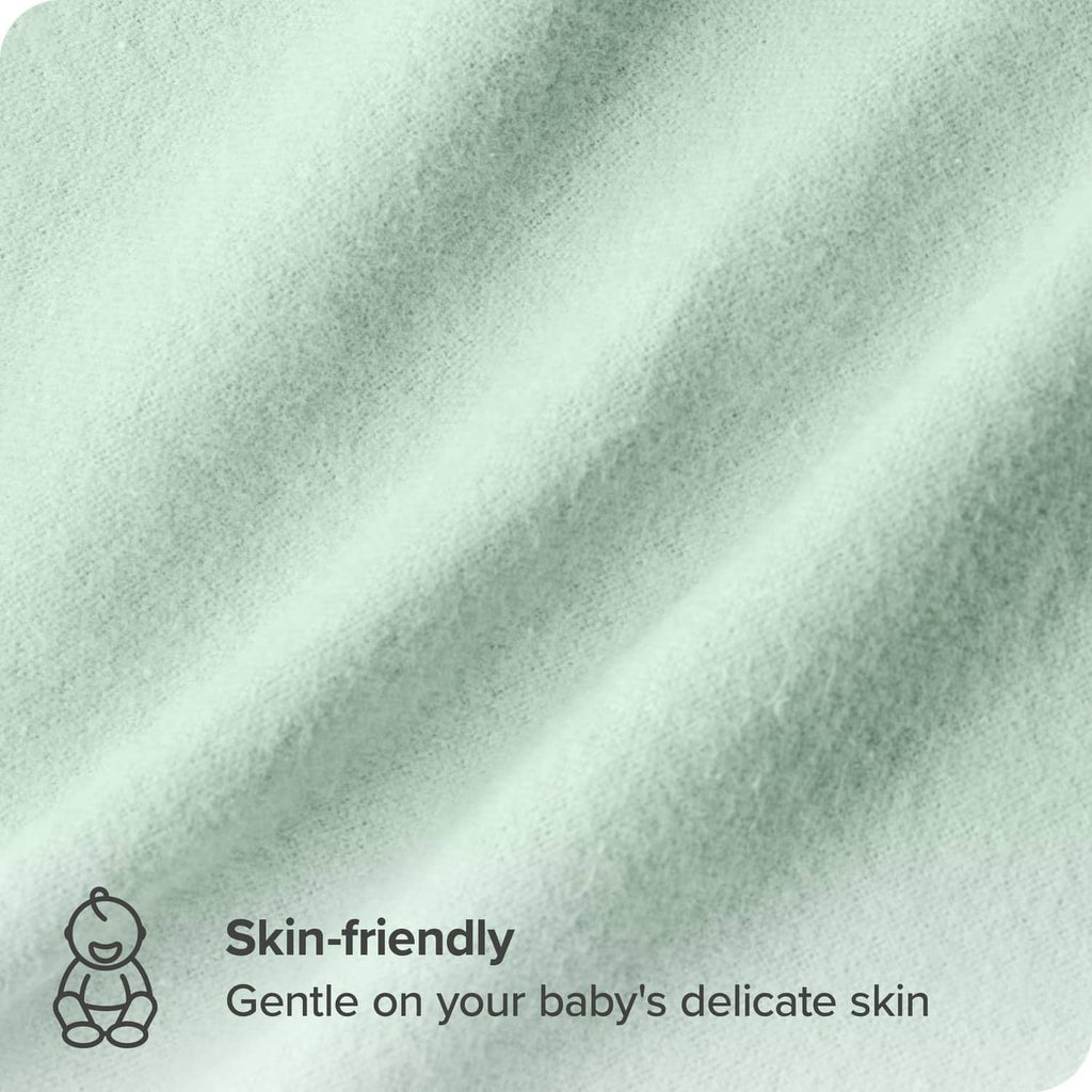 Mint green cotton flannel fabric close-up with soft, textured surface