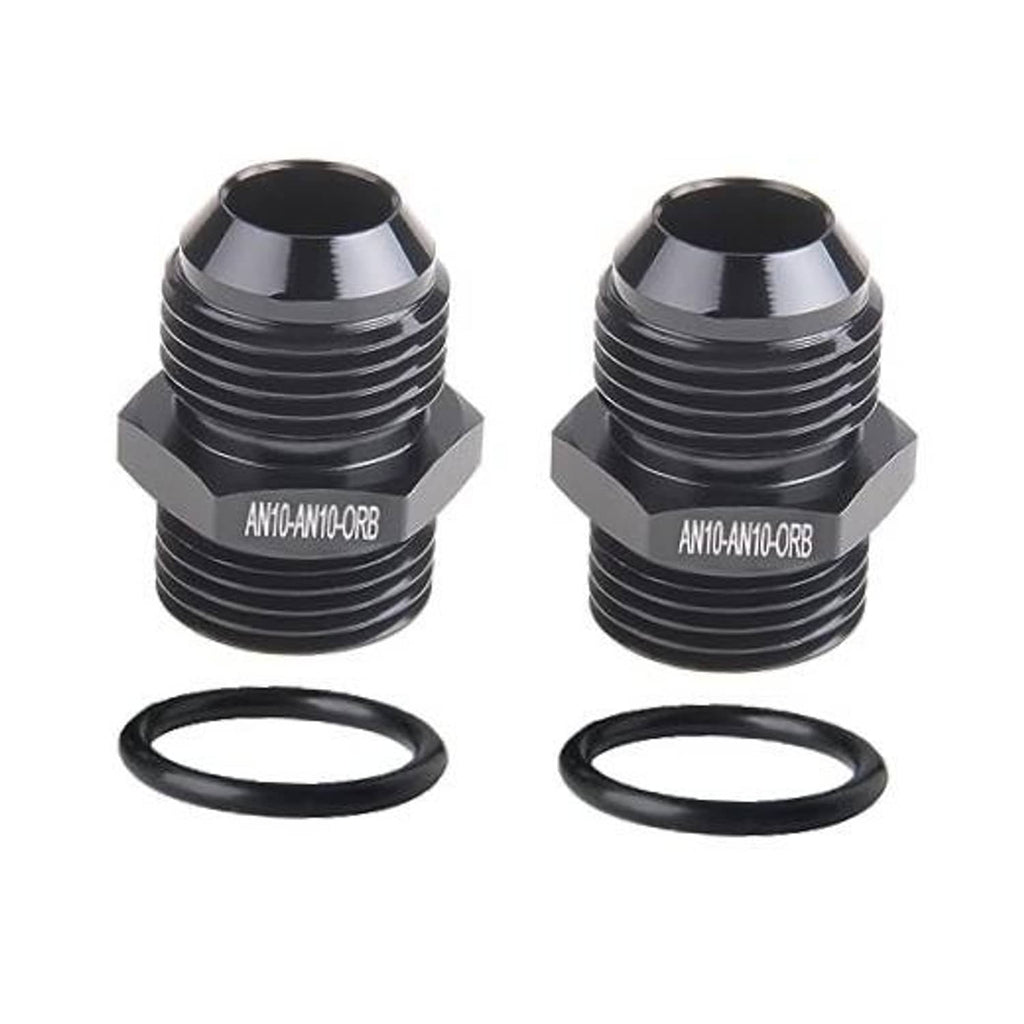 AN10-AN10 ORB male O-ring boss adapter fitting set with two rubber O-rings