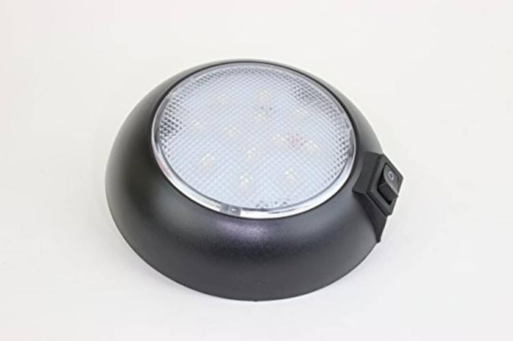 Black LED dome light with cool white lens and side rocker switch