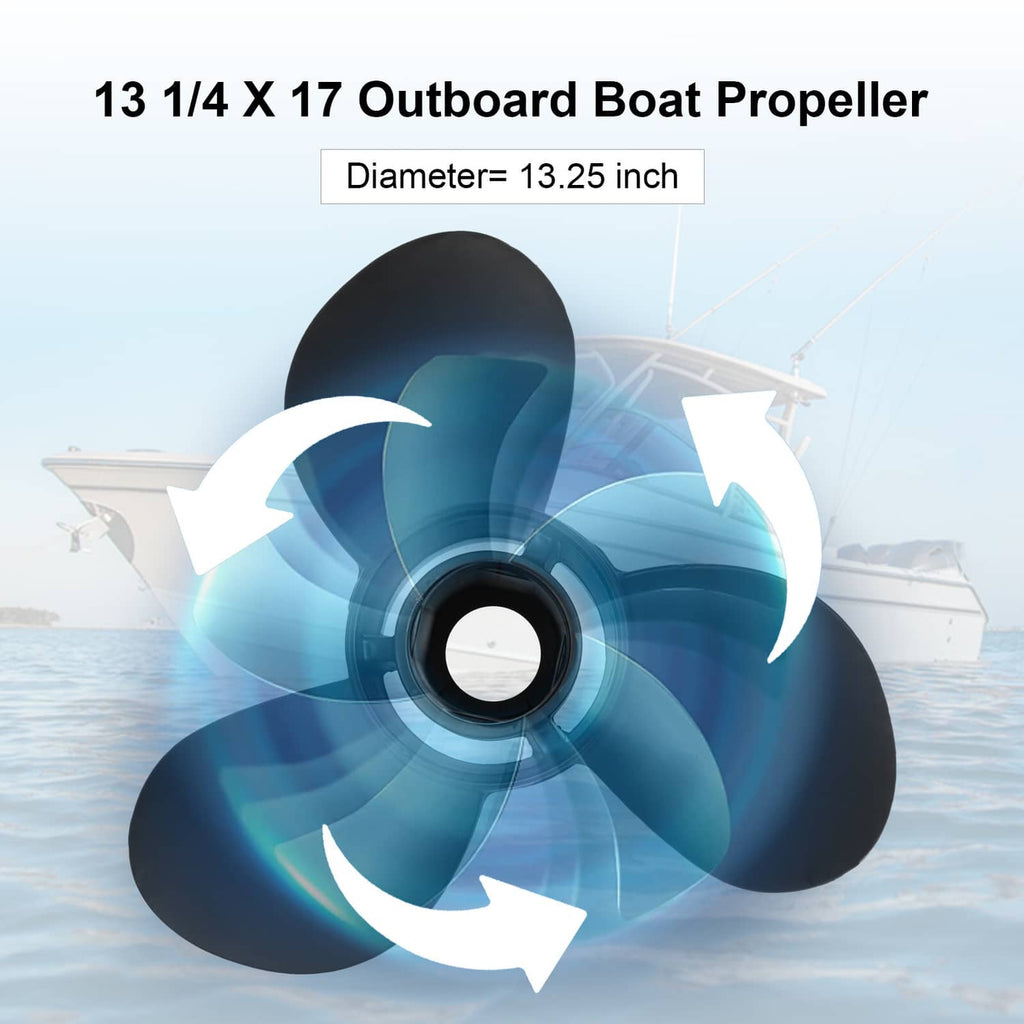 Black three-blade outboard propeller with circular hub opening
