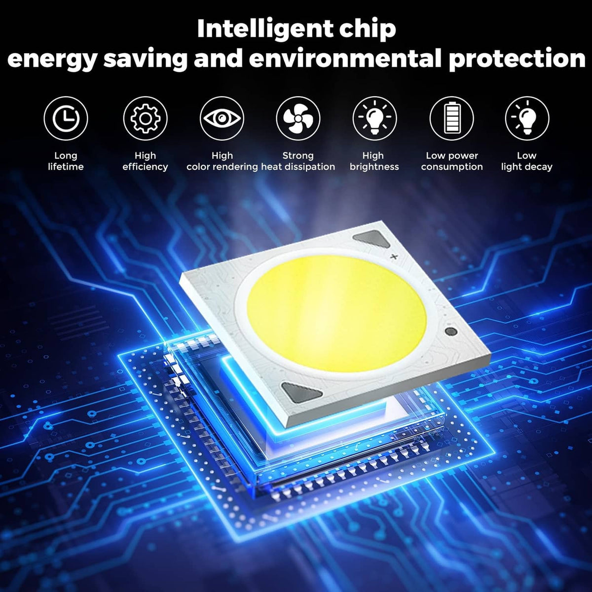 Recessed spotlight LED chip with yellow emitter on circuit board