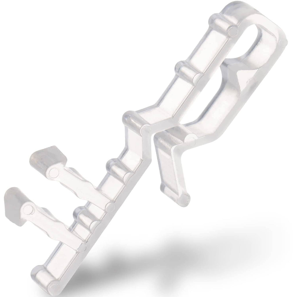 Clear plastic valance clips for blinds, hidden channel style, two-piece view