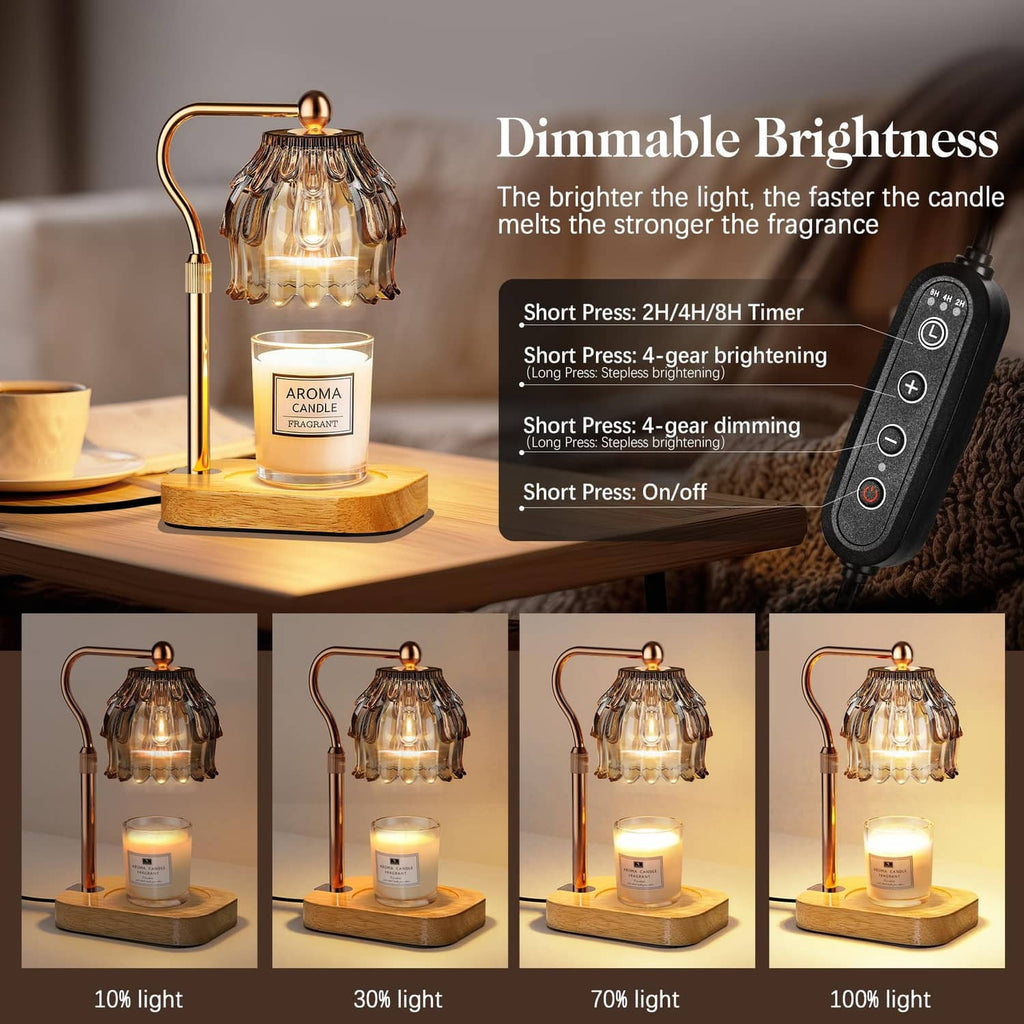 Candle warmer lamp with dimmable brightness and matching remote control