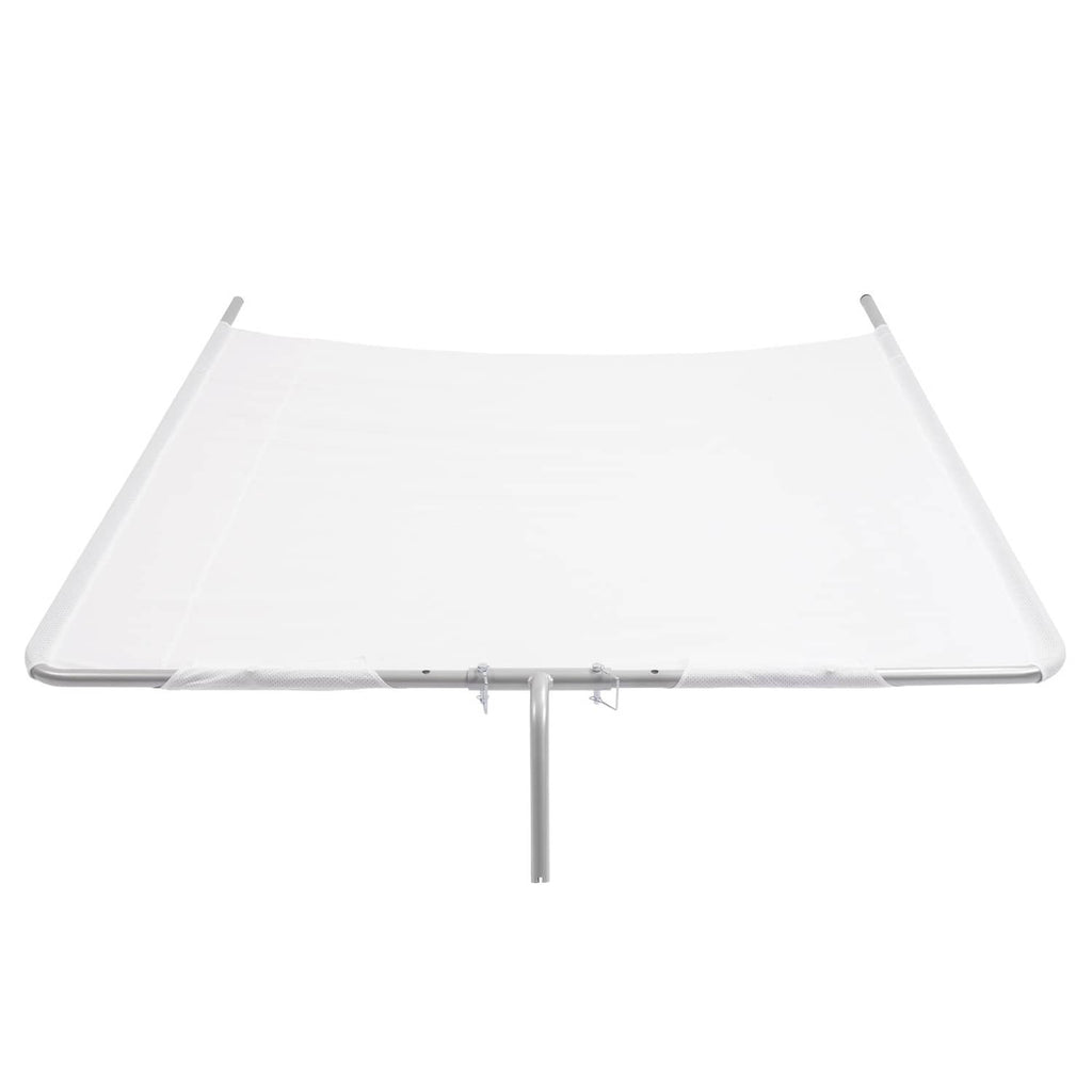 White boat sun shade canopy with curved frame poles