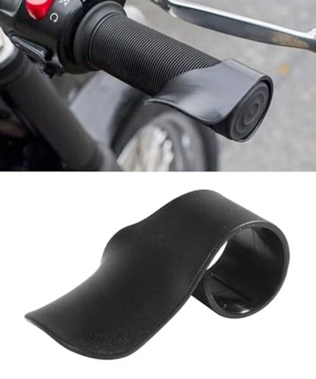 Black throttle assist sleeve for motorcycle handlebar with textured grip and open end