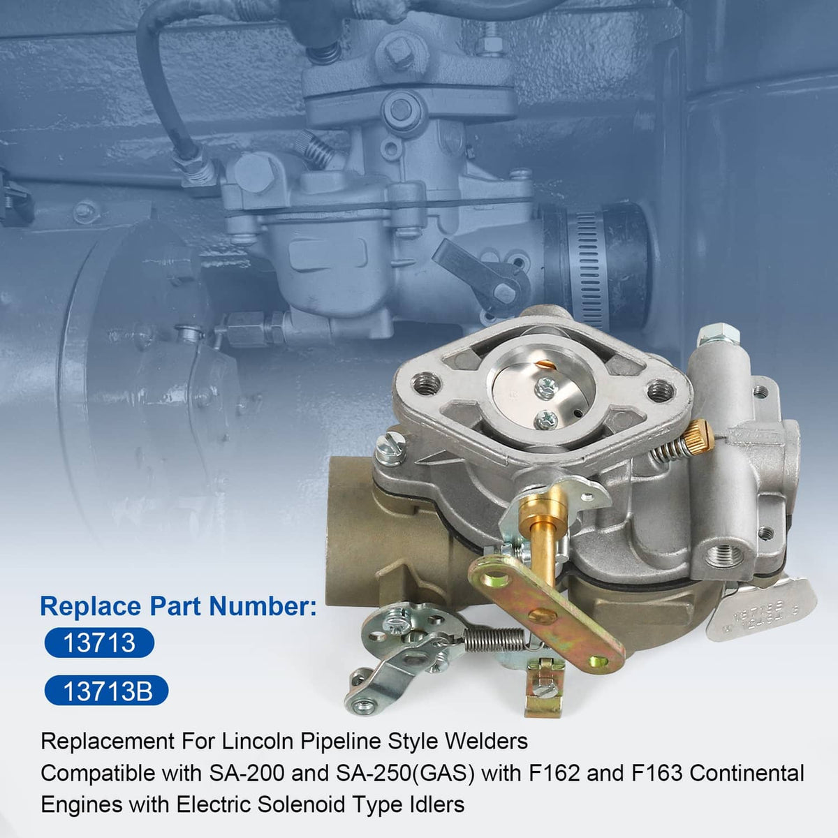 Carburetor assembly close-up with intake port and side mounting bracket