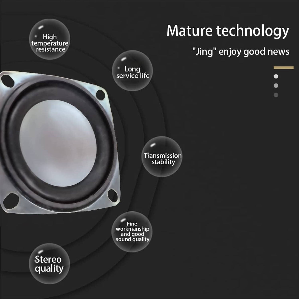 2-inch speaker driver with black rubber surround and four mounting holes