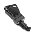 Black headlight washer nozzle jet with mounting bracket and side ports.