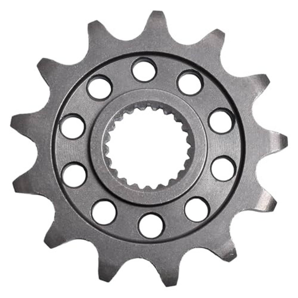 Front sprocket gear with circular bolt holes and toothed outer ring, dark steel