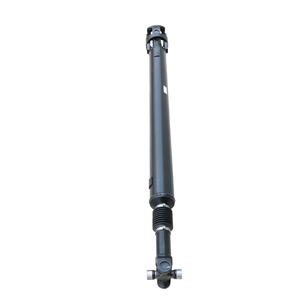 Rear driveshaft showing end yoke and splined shaft section, dark steel