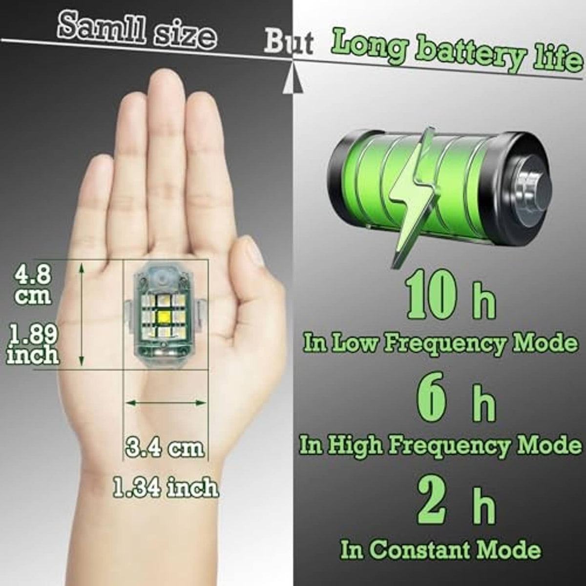 Small clear LED strobe light sized for handheld use