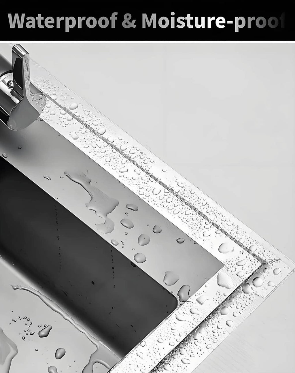 Silver aluminum foil tape strip with water droplets, waterproof moisture-resistant seal