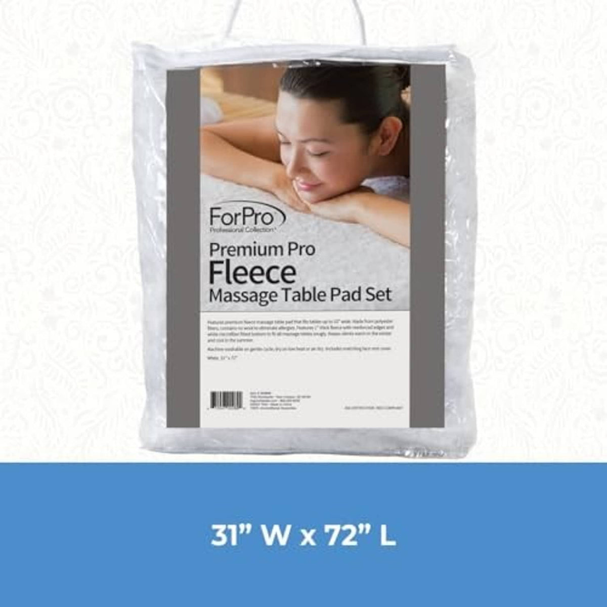 ForPro Premium Pro fleece massage table pad set, sealed package with label and size
