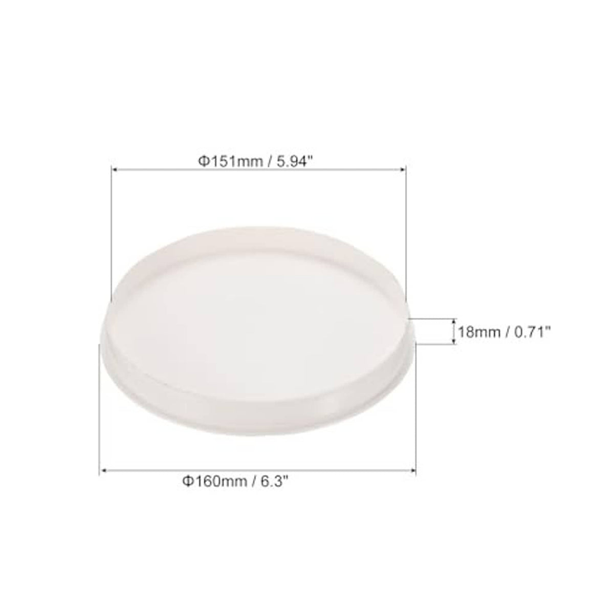 White round PVC pipe end cap plug with size dimensions shown (151mm/160mm)