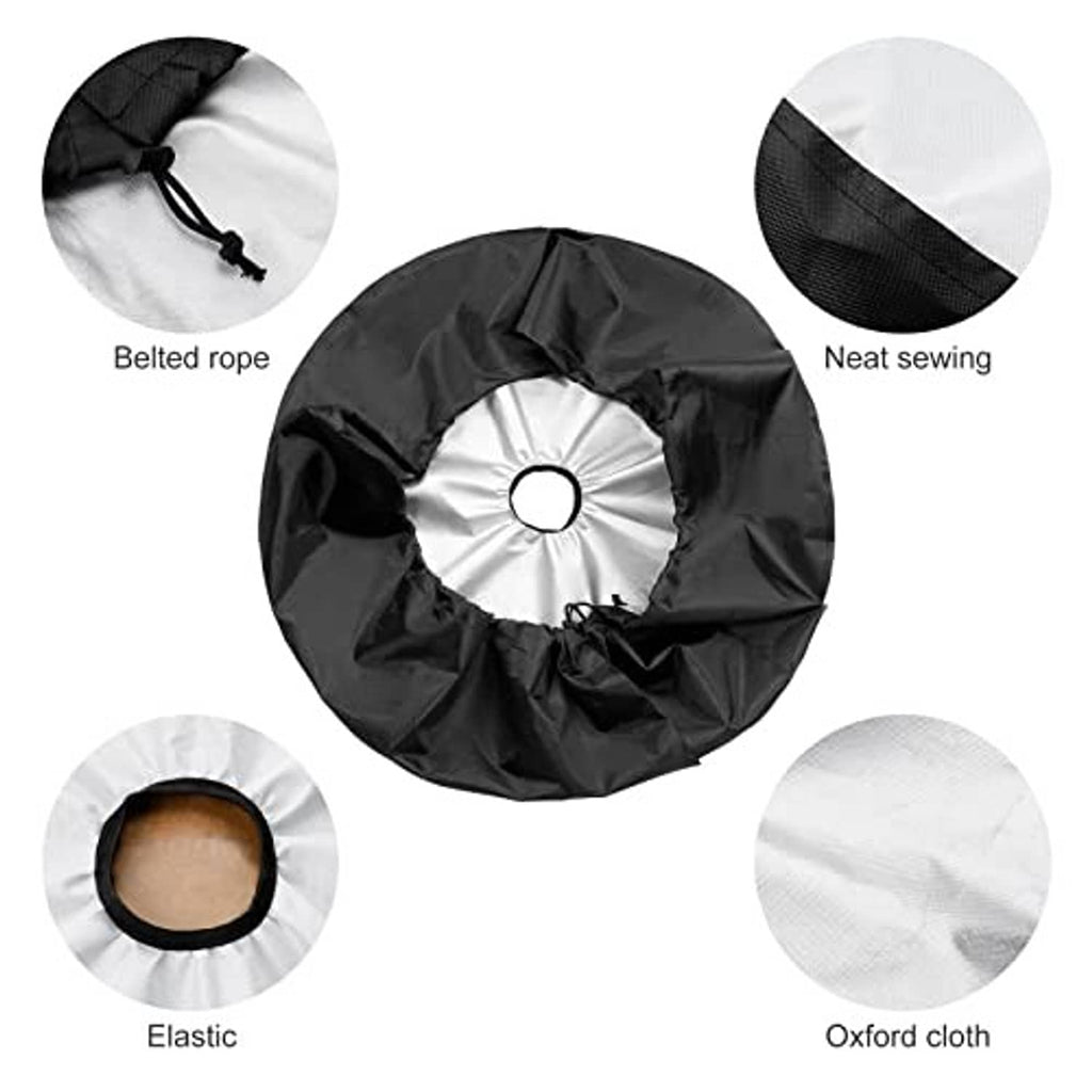 Spare tire cover features: belt rope, elastic ring opening, oxford cloth