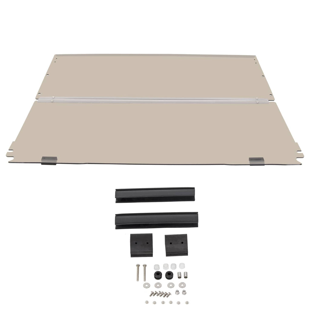 Tinted flip windshield windscreen panel with silver frame and included hardware