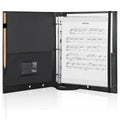 Black 3-ring choir music folder with transparent sheet pocket and interior sleeves