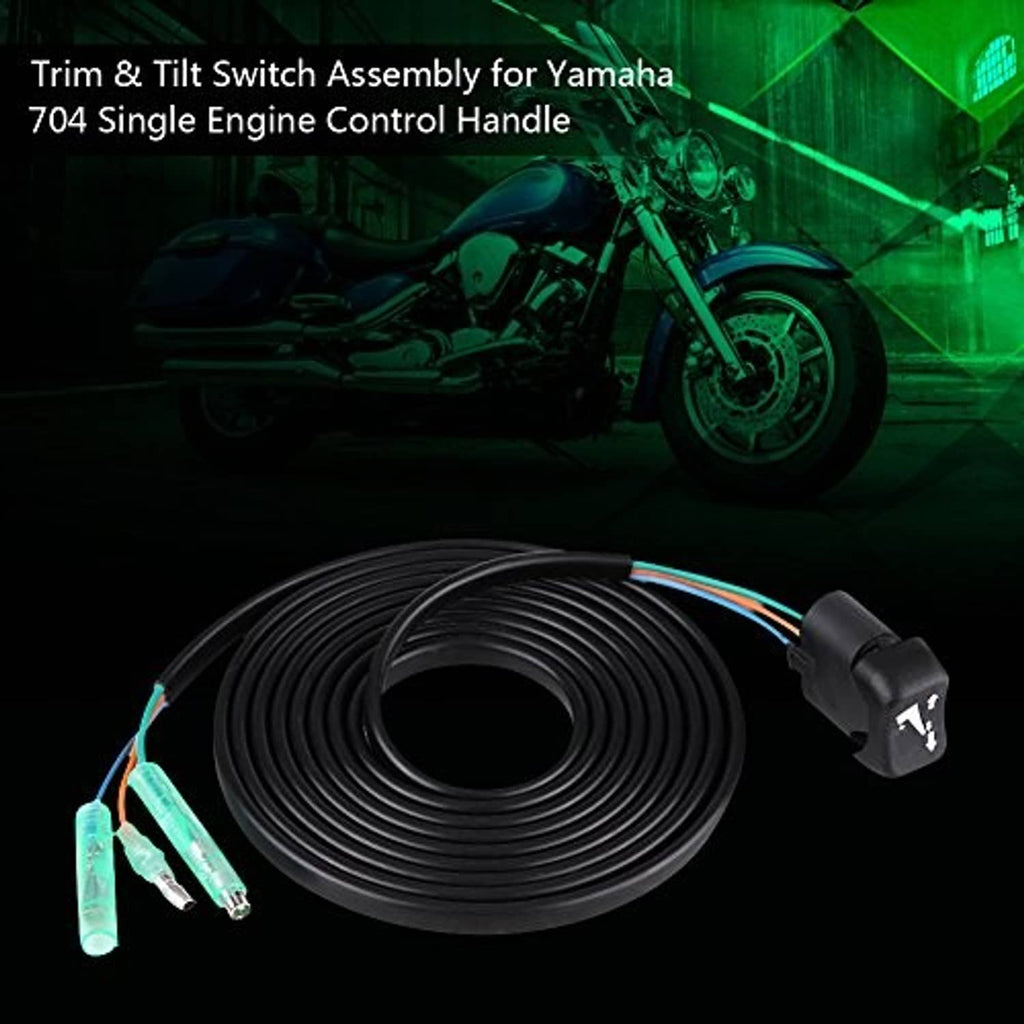 Outboard trim/tilt switch harness with coiled black cable and black connector housing
