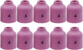 10 purple ceramic gas lens nozzle cups arranged in two rows, each marked 4