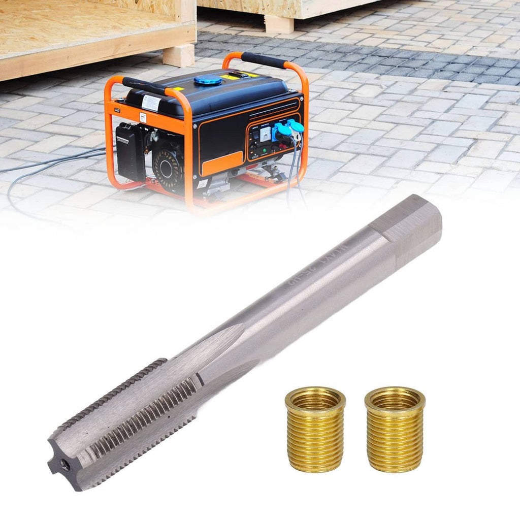 Thread repair kit: long threaded tap with gold Helicoil-style inserts