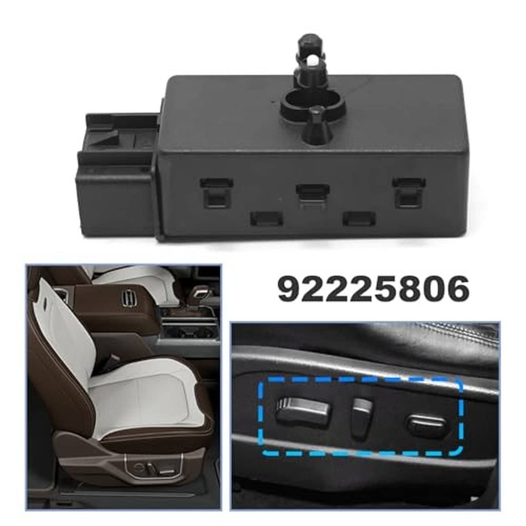 Black power seat adjuster control switch with connector ports on front panel