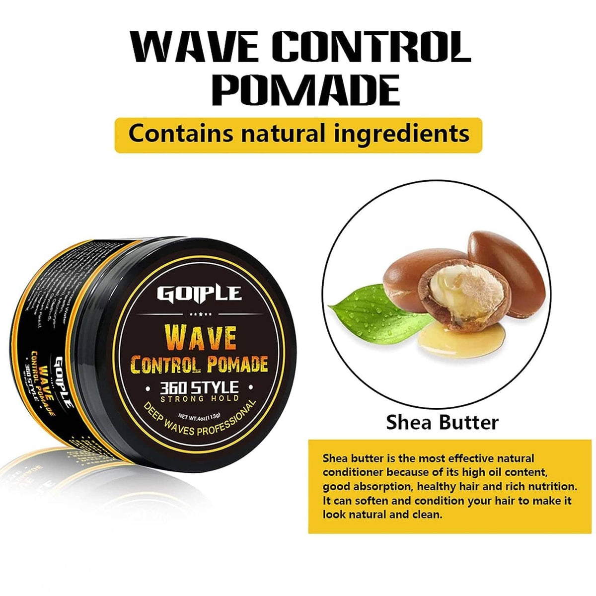 GOIPLE Wave Control Pomade jar, black container with gold trim and label