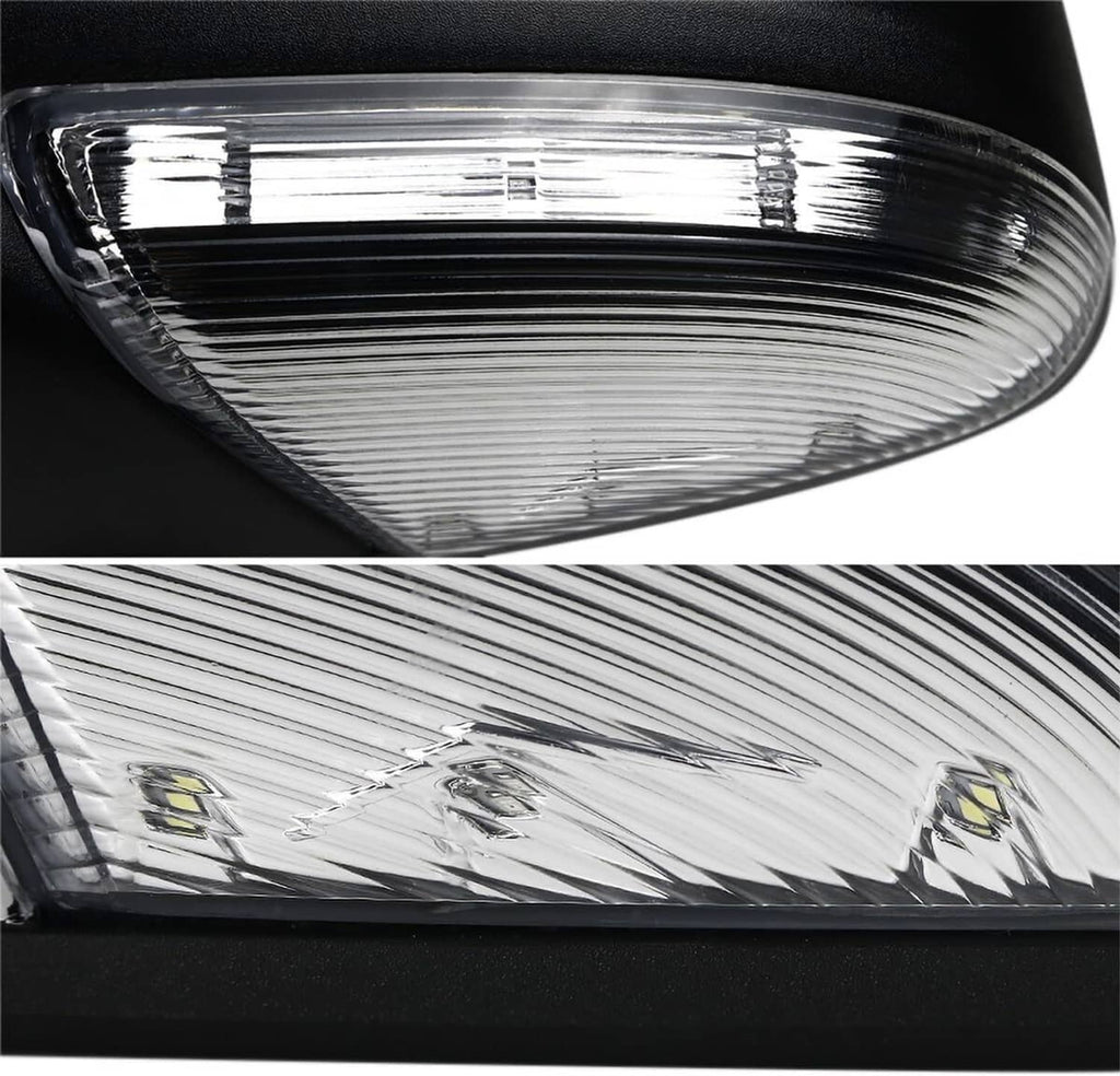 Clear-lens side mirror turn signal module with ribbed reflector details