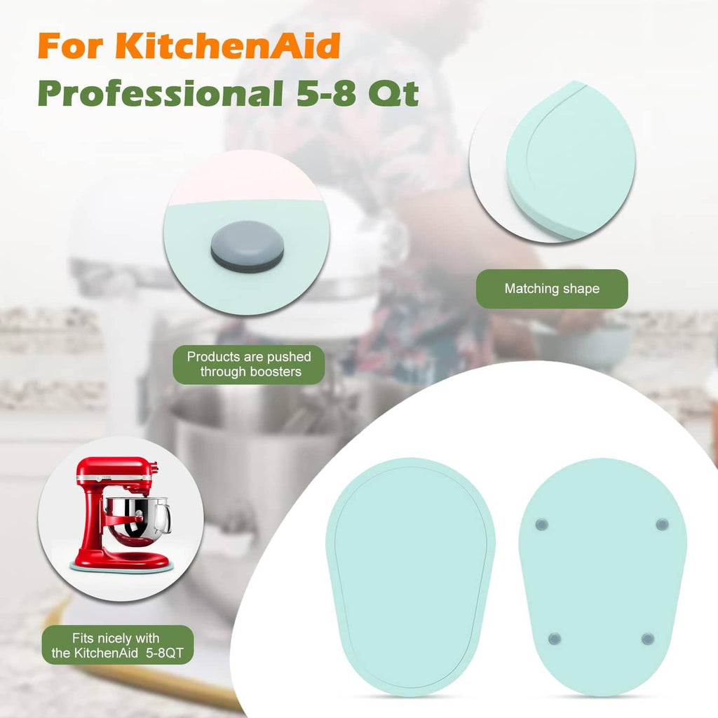 Teal-blue mixer slider pad with matching shape for stand mixer base